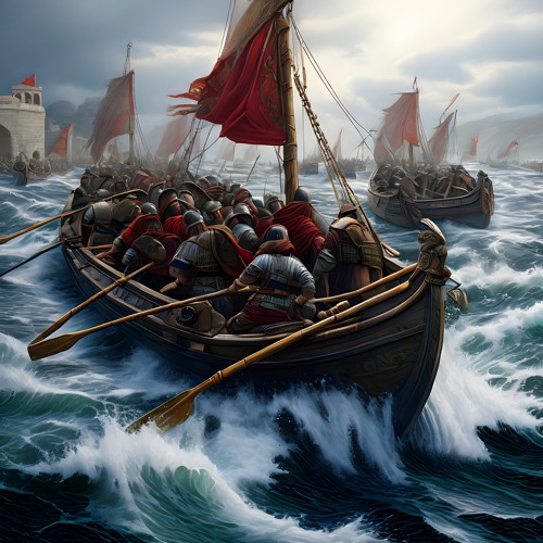Roman Galley Battles Rough Seas
