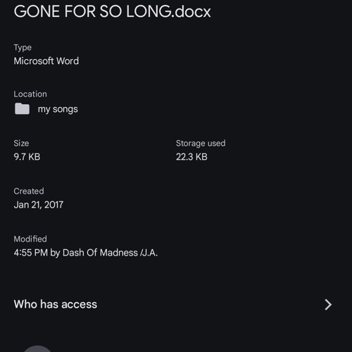 Gone For So Long / written by Dash Of Madness