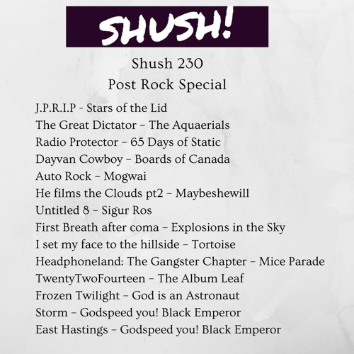 Stream Shush 230 - Post Rock special by Shush! Sounds from UCC Library |  Listen online for free on SoundCloud