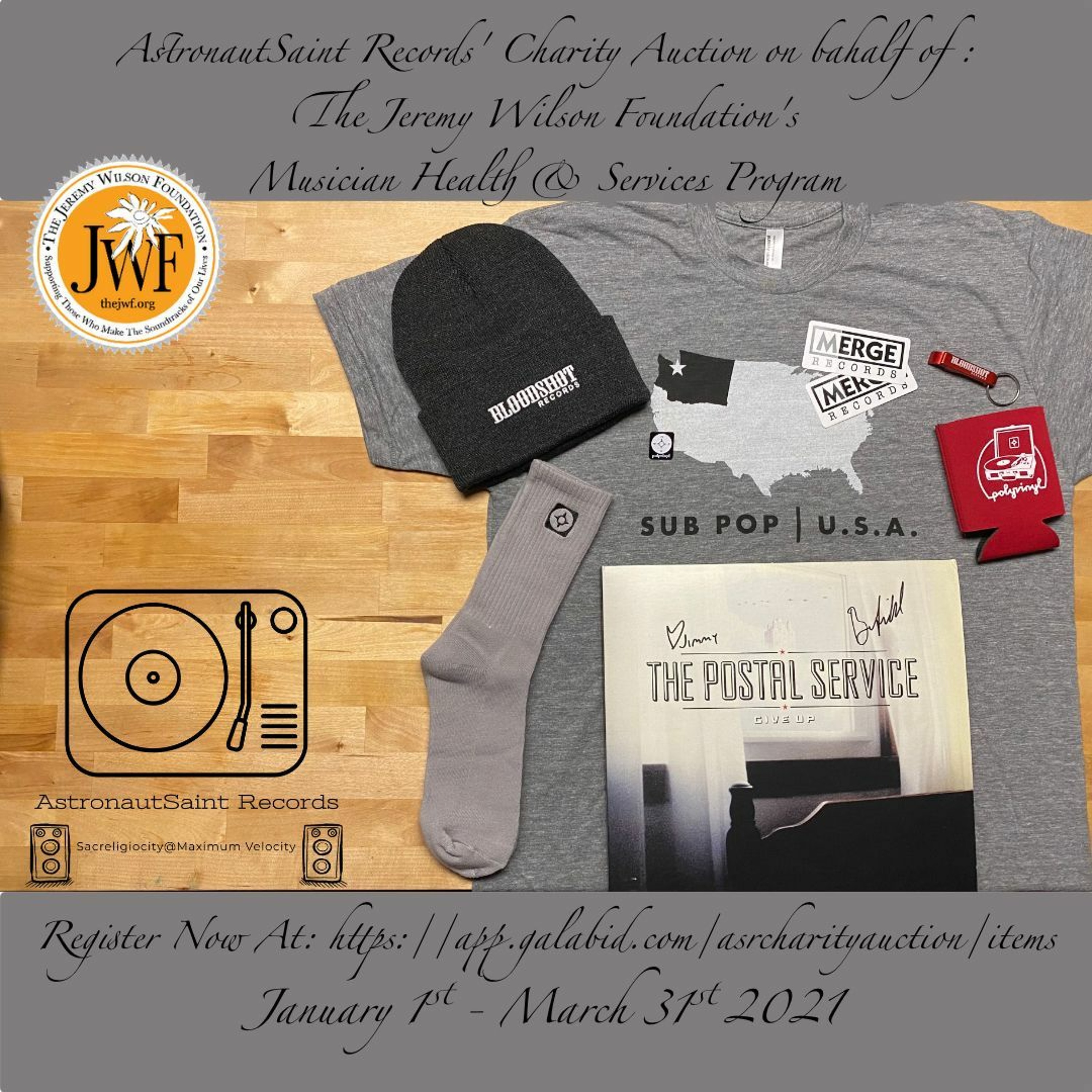 AstronautSaint Records on-line auction for The Jeremy Wilson Foundation episode artwork