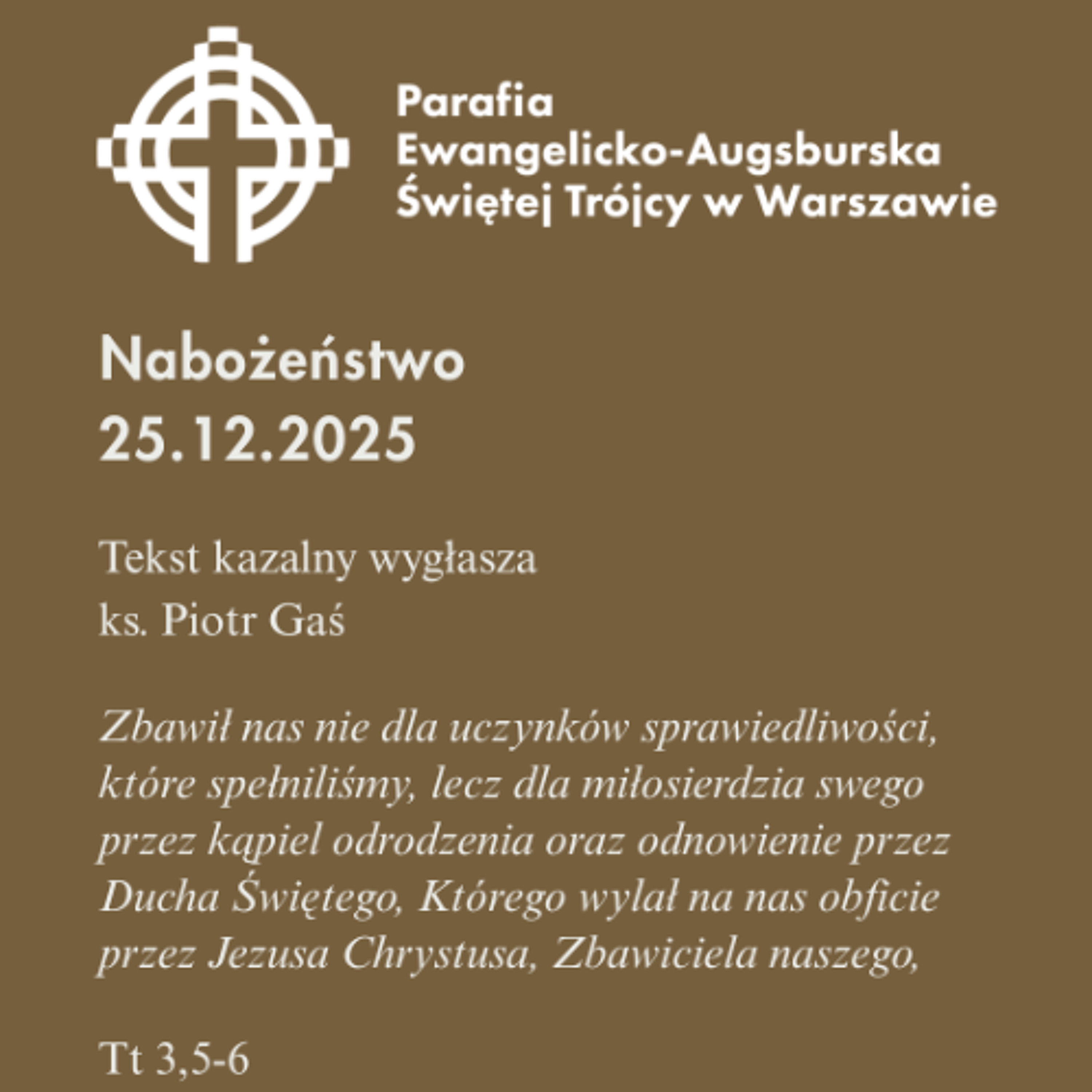 Rozważanie z Nabożeństwa w 1. Dzień Świąt Narodzenia Pańskiego 25 grudnia 2025 episode artwork