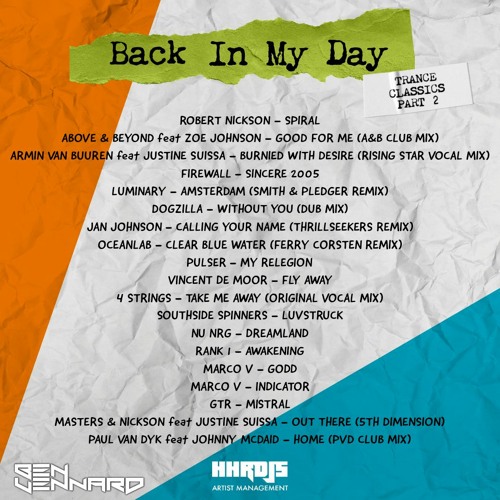 Back In My Day - Trance Classics Part 2