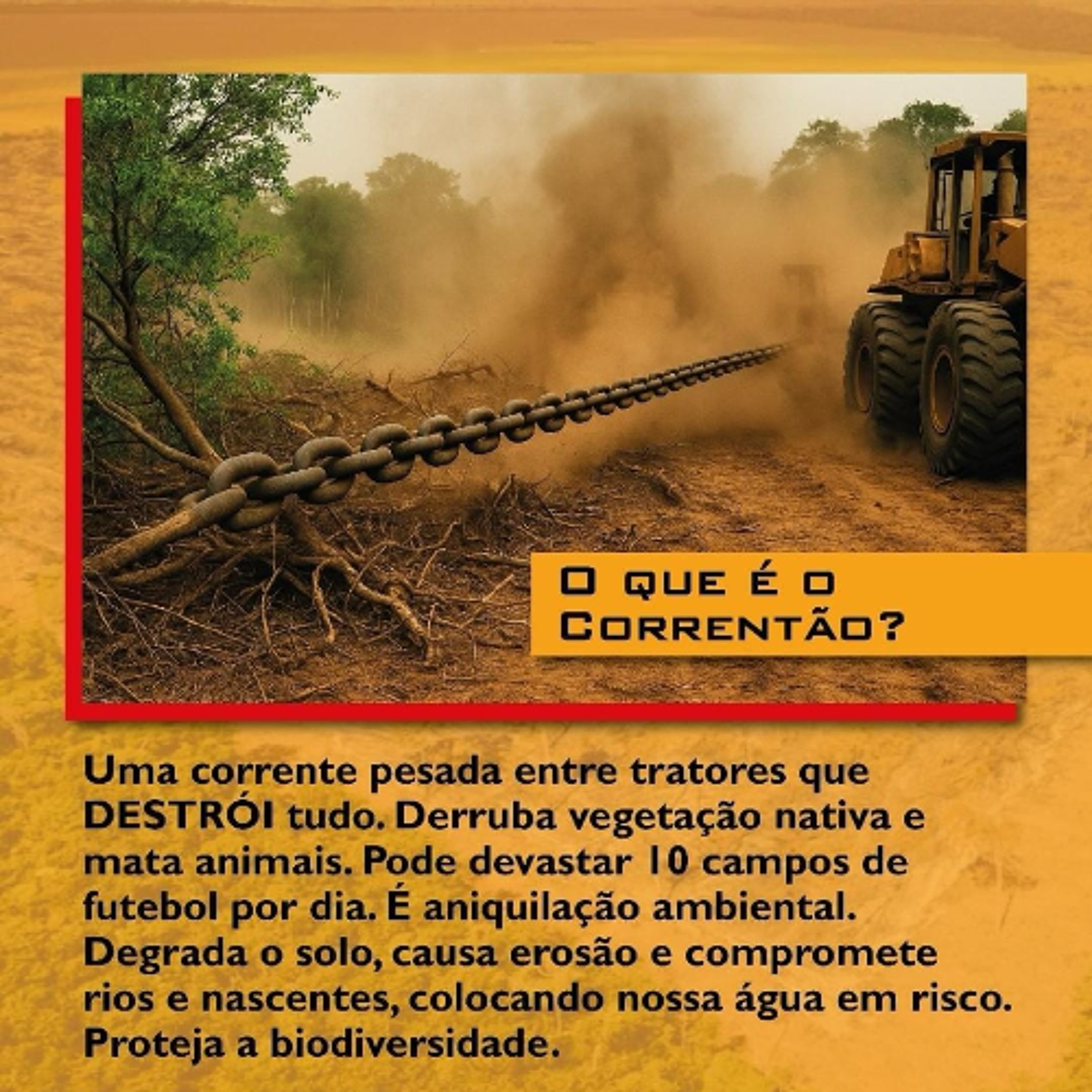Abaixo assinado pede o fim do uso do correntão que destrói a floresta no Brasil
