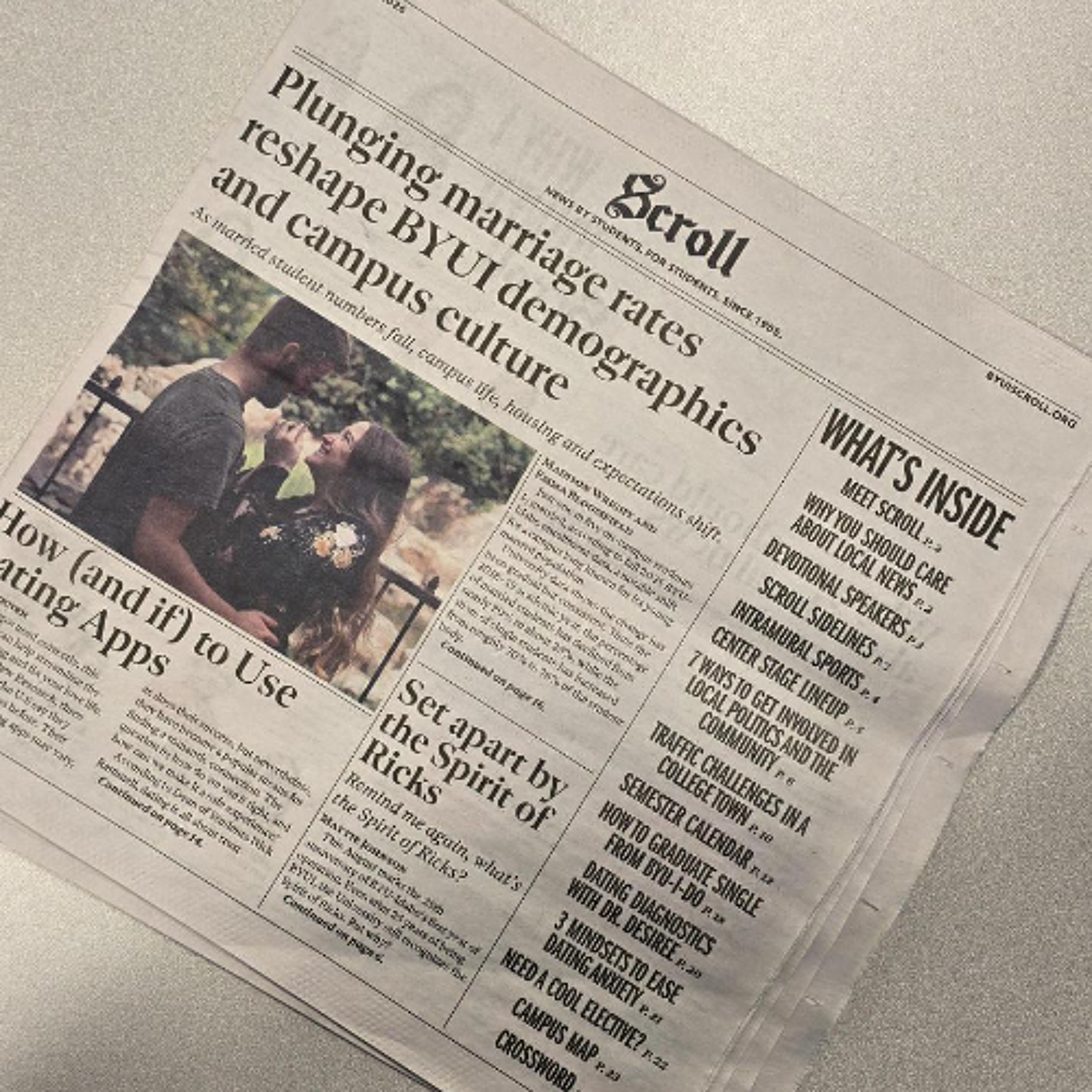 Winter 2026 Scroll newspaper dives into dating at BYU-Idaho episode artwork