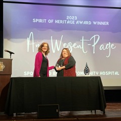 Ann Weisent-Page of Knox Foodies receives the Spirit of Heritage Award from Experience Mount Vernon