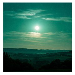 Emerald sky under the moon