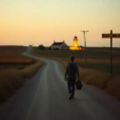 Solen sjunker ner bakom ladan där