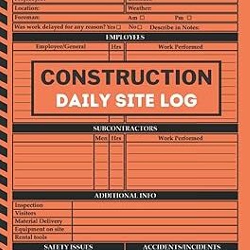 Construction Daily Work Log Book: Timesheet Logbook To Record Time