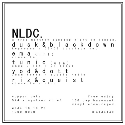 NLDC6 - Riz & Cue 0.00 / Yod & Dott 0.59 / Dusk & Blackdown 1.58 / Fearless Dread 3.00 / Tunic 3.57