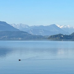 mountains by the lake