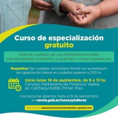Curso para el cuidado de personas mayores con deterioro cognitivo, Alzheimer y otras demencias