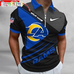 NFL Los Angeles Rams Polo Shirt, Football Sport Zip Polo Shirt