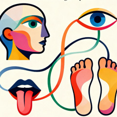 Testa occhi lingua e piedi