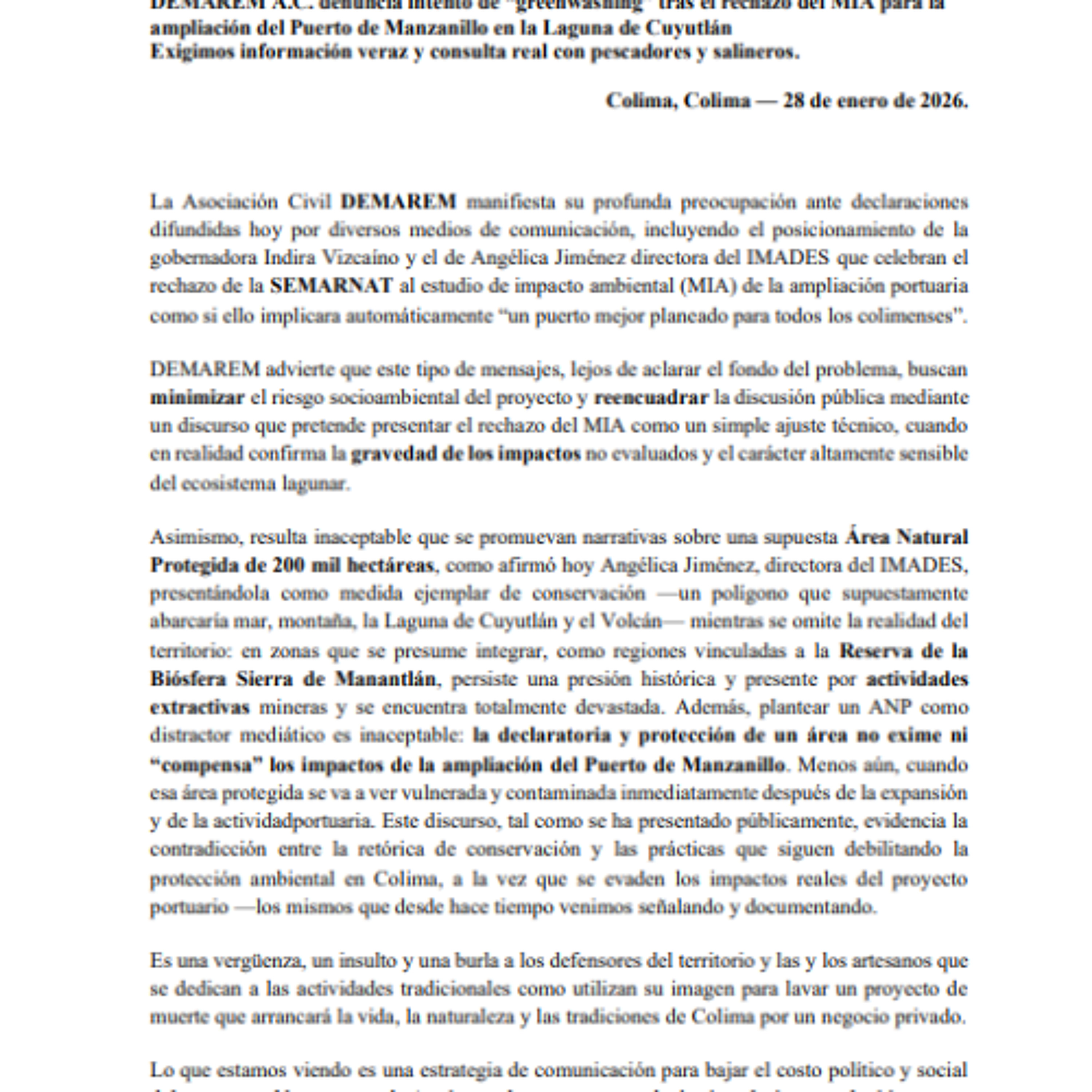 DEMAREM A.C. denuncia un intento de “greenwashing” tras el rechazo de la MIA para la ampliación del Puerto de Manzanillo en la Laguna de Cuyutlán episode artwork