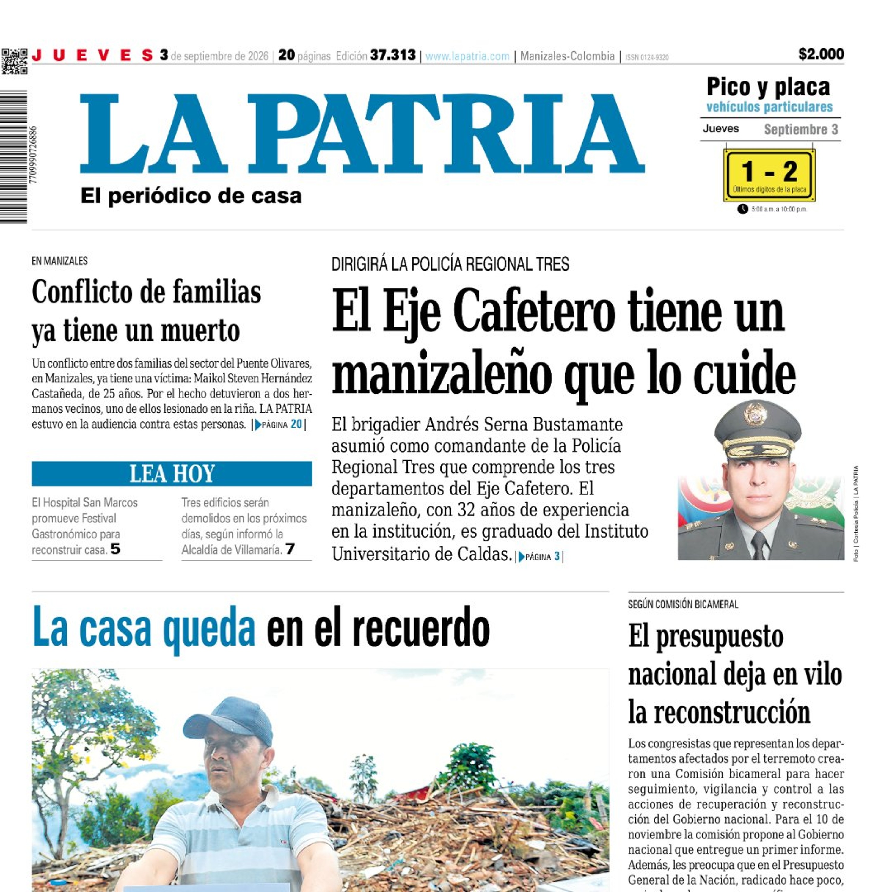 1. Titulares del informativo de la mañana - 3 de septiembre