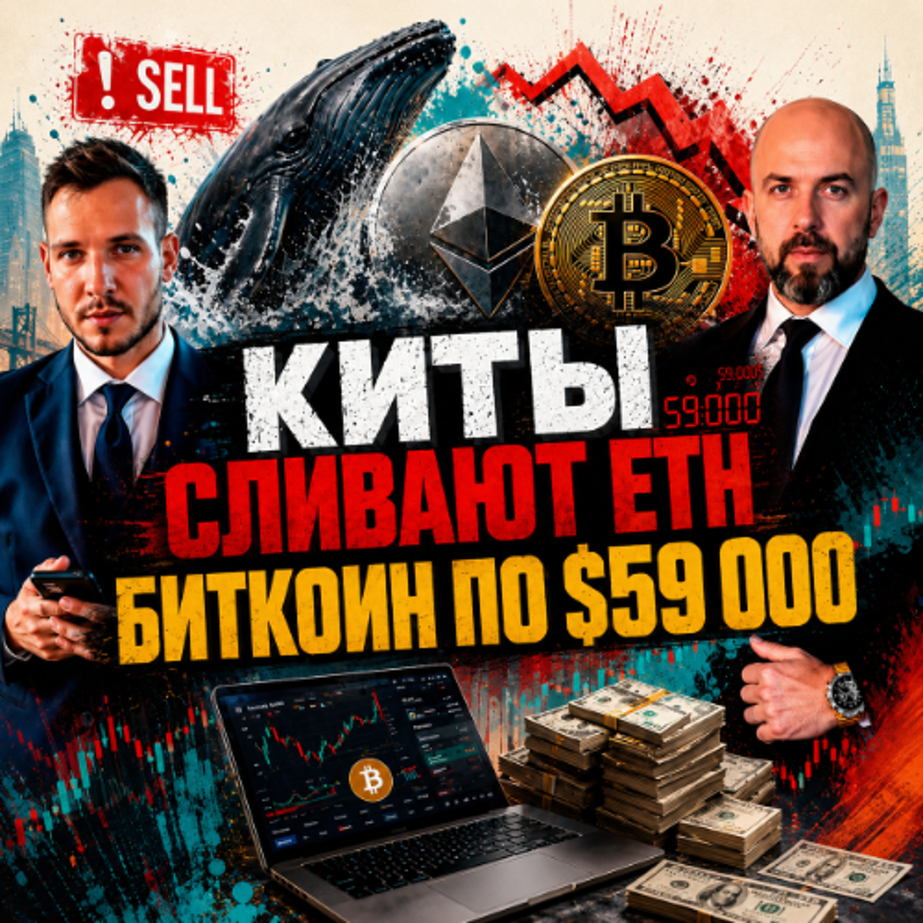КИТЫ СЛИВАЮТ ETH, БИТКОИН ПО $59 000 И САНКЦИИ США