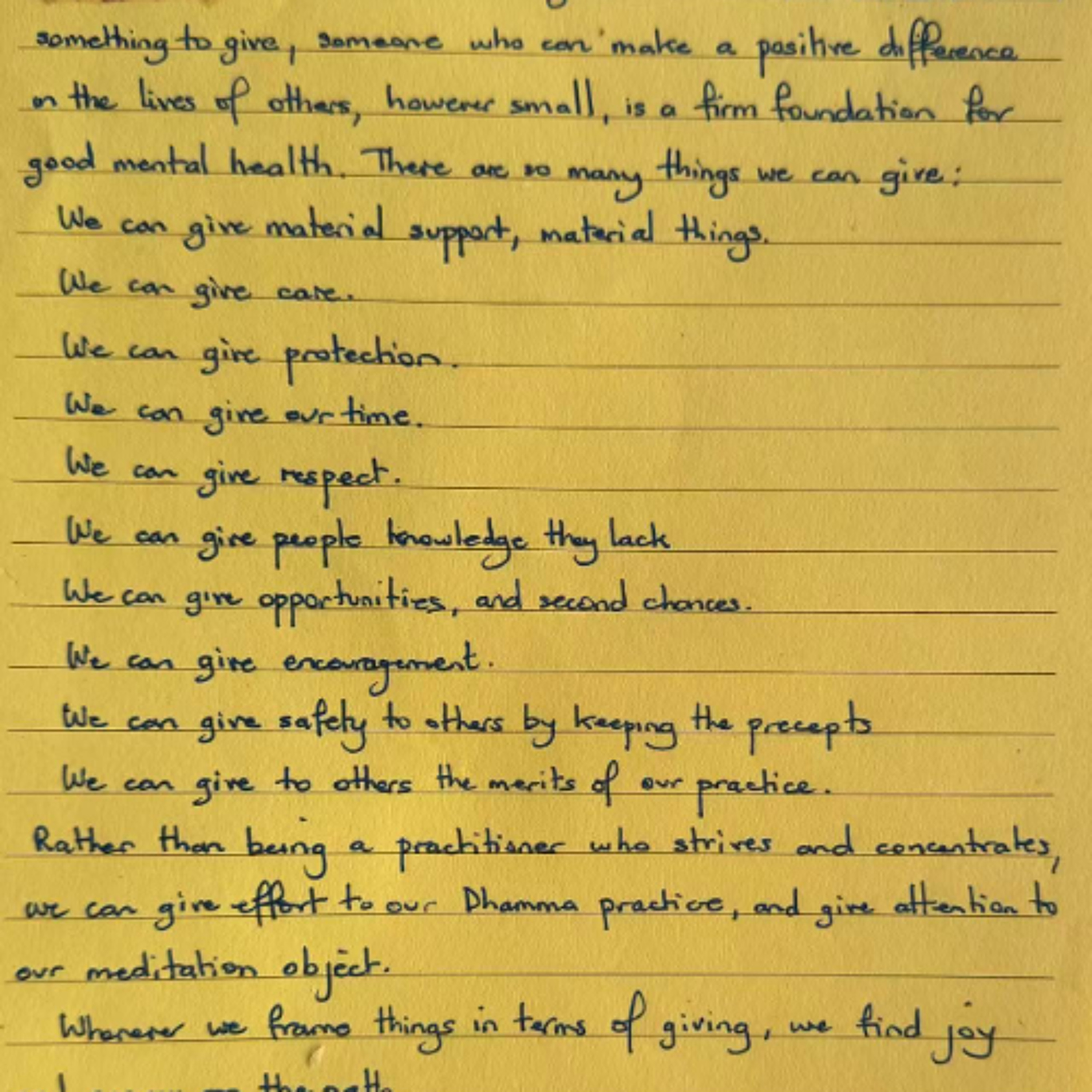 Nutrimento del Cuore - Foglietto Giallo del 29 novembre 2025 sulla percezione di sé come donatore