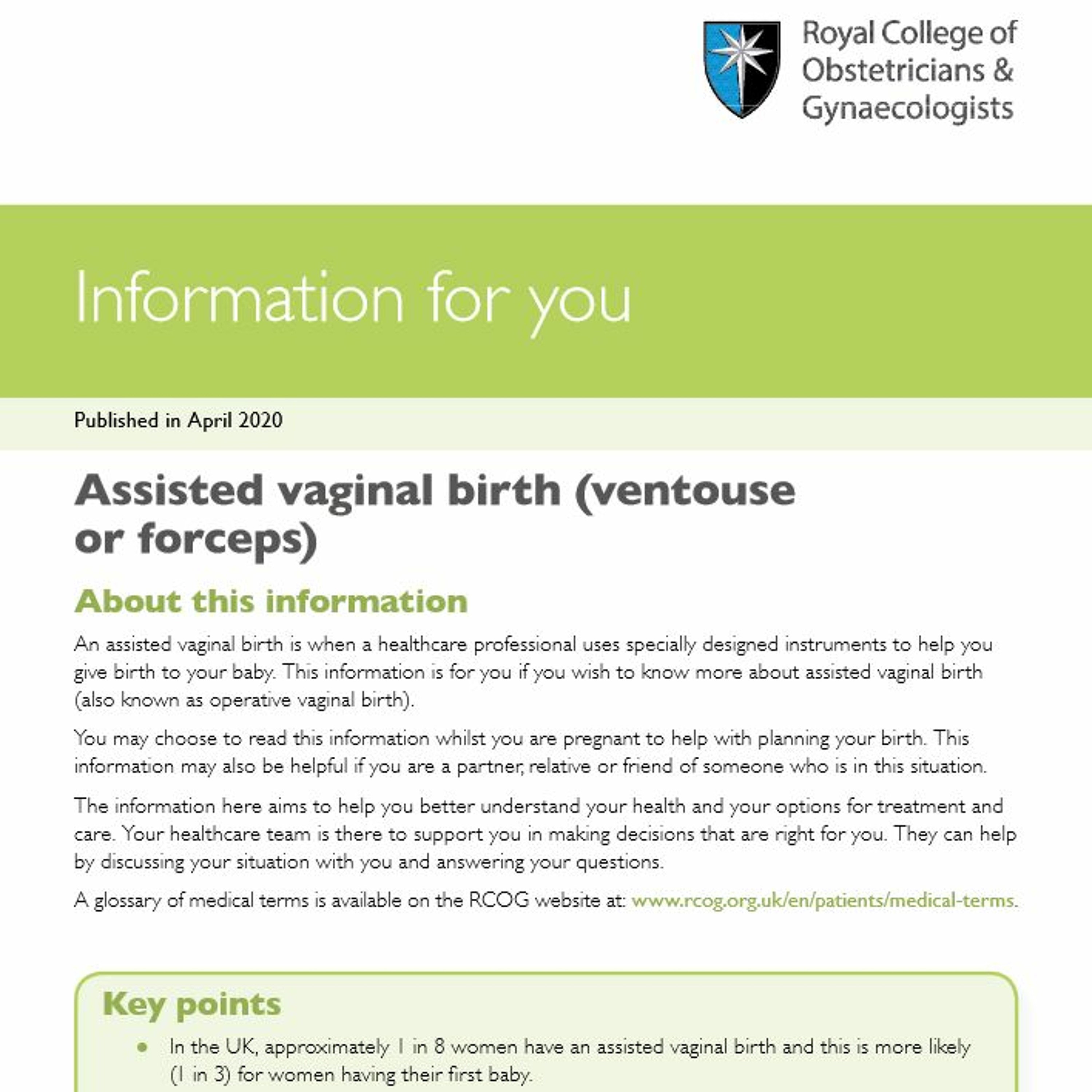 Assisted vaginal birth (ventouse or forceps)