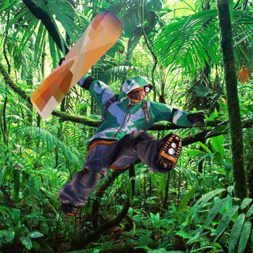Snowboarding in the jungle
