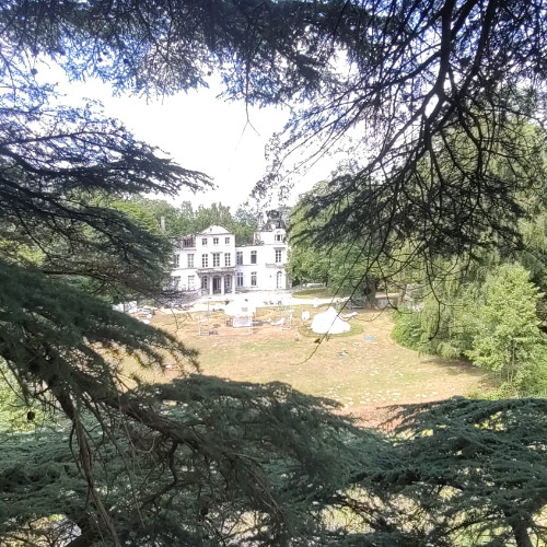 Reception chill set at White Wedding day party at  Castle De Varens, Melle, Belgium, 12-07-2025