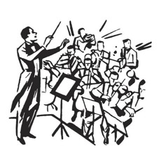 orchestra musicians practising during a rehearsal break