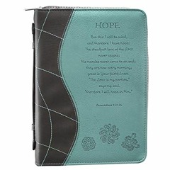 VIEW EBOOK EPUB KINDLE PDF Teal Faux Leather Bible Cover for Women | Hope - Lamentations 3:29 | Zipp