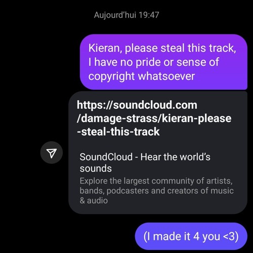 Kieran, please steal this track, I have no pride or sense of copyright whatsoever