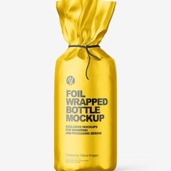61+ Download Free Matte Alluminium Metallic Foil Bottle Wrapping With Rope Mockup - Front View Mocku