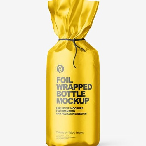 61+ Download Free Matte Alluminium Metallic Foil Bottle Wrapping With Rope Mockup - Front View Mocku