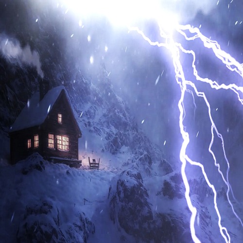 Winter Thunderstorm Sounds with Strong Wind, Snow and Powerful Thunder