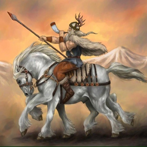 Ерофеев поступь слейпнира. Конь Одина. Регин (Скандинавская мифология). Поступь Слейпнира. Скандинавский воин один на коне рисунок.