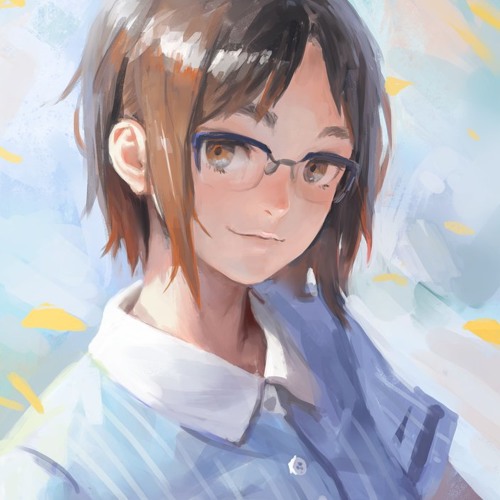 Anime girl short hair glasses