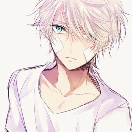 Anime boy with blonde hair and red eyes