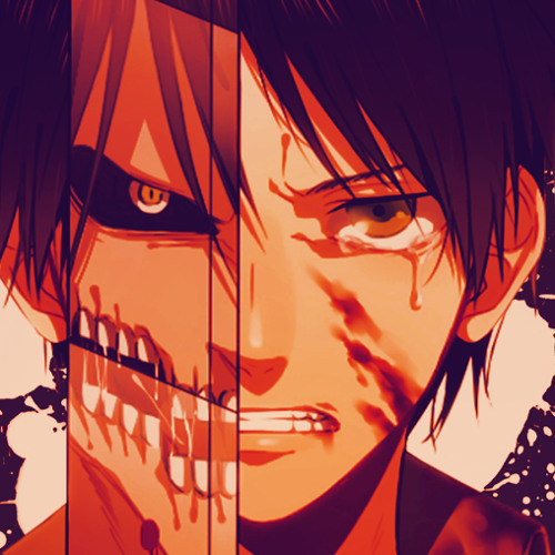 Picture of Eren but he is half human half titan.