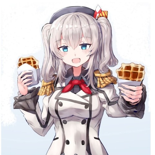 Cute anime-style cartoon waffle with a smiling face on Craiyon