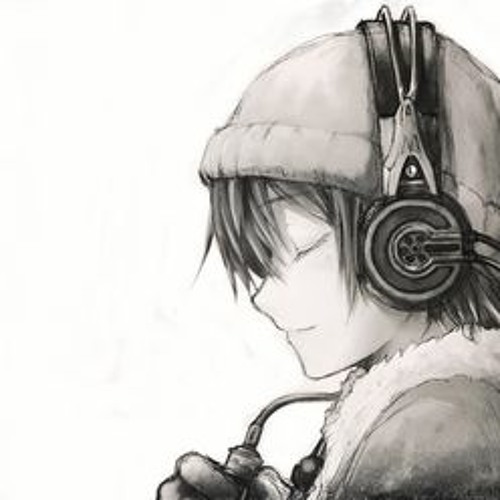 Anime cool boy with headphones