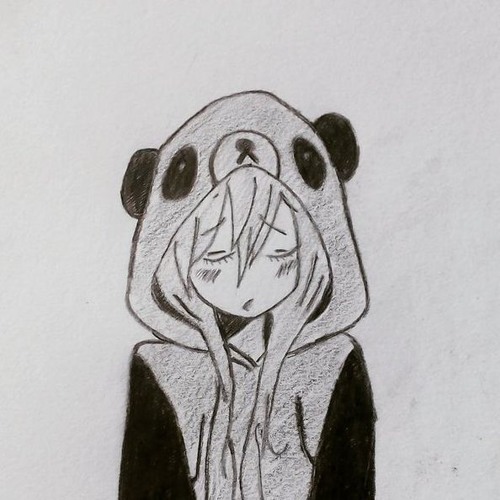Anime girl with panda hoodie