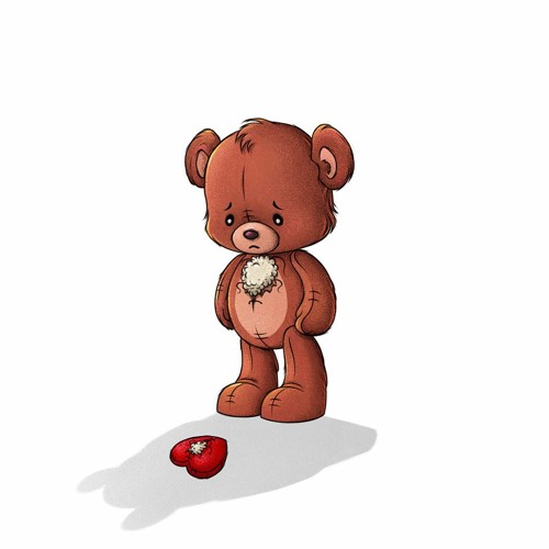 broken heart teddy bear drawing