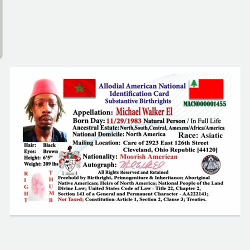 Allodial American National Id Card