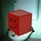blocky from bfdi on a toilet