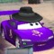 a purple car with an hat
