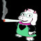 Ralsei chuffing back a fat dart