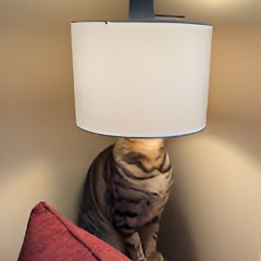 a cat disguised as a lamp